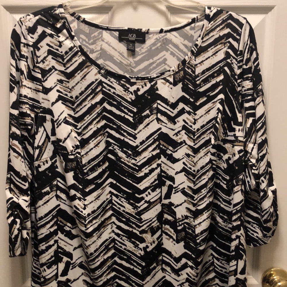 ABG Woman black and white printed tunic, 1X